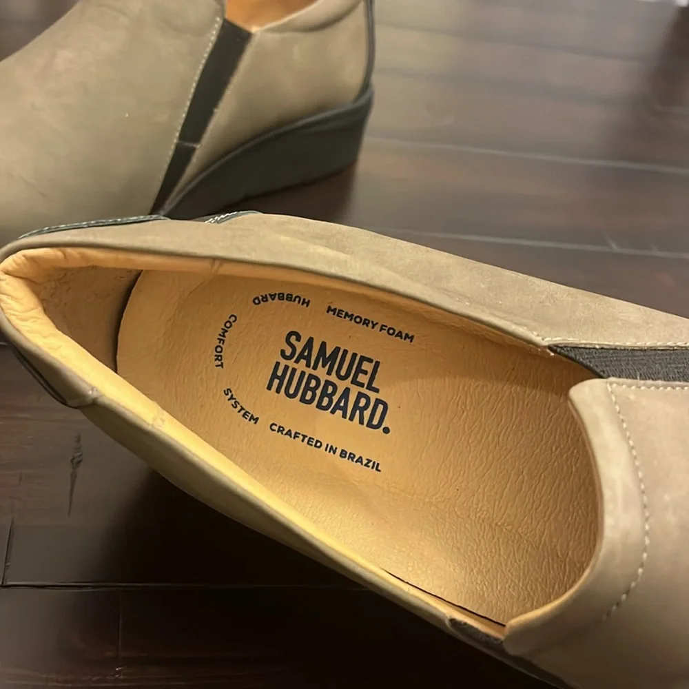 Samuel Hubbard Marin Slip-On Shoes Taupe Nubuck Brazil Women’s Size 9.5 W Wide